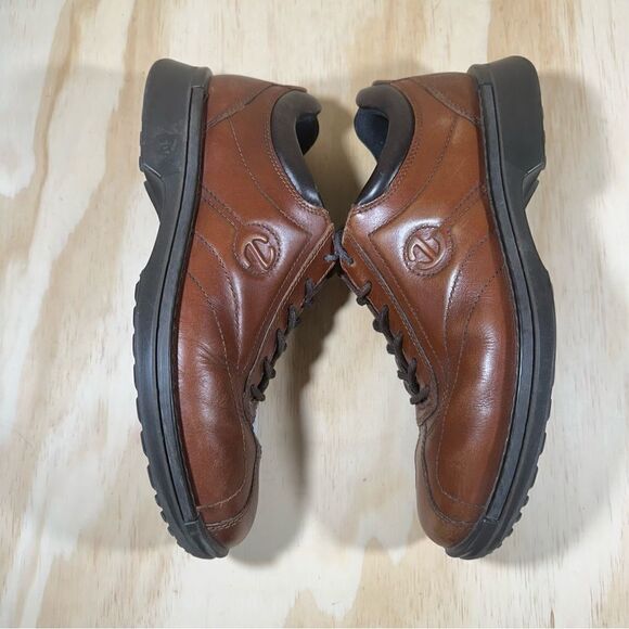 Ecco Brown Leather Lace Up Shoes Men’s Size 8/8.5 - Picture 3 of 10